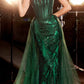 Cinderella Divine J858 Long Strapless Glitter Mermaid Gown Removable Tulle Skirt