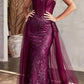 Cinderella Divine J858 Long Strapless Glitter Mermaid Gown Removable Tulle Skirt