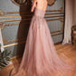 Cinderella Divine J858 Long Strapless Glitter Mermaid Gown Removable Tulle Skirt
