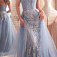 Cinderella Divine J858 Long Strapless Glitter Mermaid Gown Removable Tulle Skirt