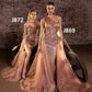 Ladivine J869 Long Fitted Tulle One Shoulder Strap Illusion Neck Gown