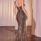 Ladivine J871 Long Sultry Fitted Strapless Embellished Prom Gown