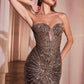 Ladivine J871 Long Sultry Fitted Strapless Embellished Prom Gown