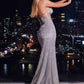 CLEARANCE - Ladivine J871 Long Sultry Fitted Strapless Gold Gown (Size 16)