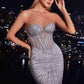 Ladivine J871 Long Sultry Fitted Strapless Embellished Prom Gown