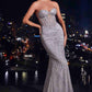 CLEARANCE - Ladivine J871 Long Sultry Fitted Strapless Gold Gown (Size 16)
