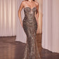 CLEARANCE - Ladivine J871 Long Sultry Fitted Strapless Gold Gown (Size 16)
