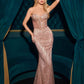 Ladivine J871 Long Sultry Fitted Strapless Embellished Prom Gown