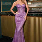 CLEARANCE - Ladivine J871 Long Sultry Fitted Strapless Gold Gown (Size 16)
