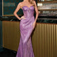 Ladivine J871 Long Sultry Fitted Strapless Embellished Prom Gown