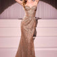 Ladivine J871 Long Sultry Fitted Strapless Embellished Prom Gown