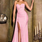 Ladivine J875 Fitted Strapless Sparkle and Lace Dress