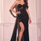 Ladivine J875 Fitted Strapless Sparkle and Lace Dress