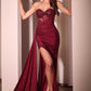 Ladivine J875 Fitted Strapless Sparkle and Lace Dress