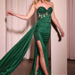Ladivine J875 Fitted Strapless Sparkle and Lace Dress