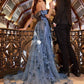 Ladivine J876 Dress Embellished Satin Fitted Gown With Tulle Overskirt
