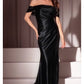 Ladivine J877 Dress Glistening Satin Off the Shoulder Gown