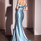 Ladivine J877 Dress Glistening Satin Off the Shoulder Gown