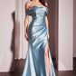 Ladivine J877 Dress Glistening Satin Off the Shoulder Gown