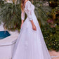 Ladivine J883W Wedding A-Line Ball Gown Long Sleeves Lace Applique