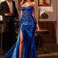 Ladivine J884 Dress Strapless Fitted Satin Corset Gown