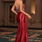 Ladivine J886 Sleek Fitted Gown Strapless Shimmering Beaded Bodice