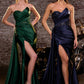 Ladivine J887 Strapless Pointed Neckline Evening Gown