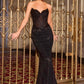 Ladivine J888 Long Strapless Fitted Sweetheart Sequin Bodice Gown
