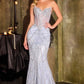 Ladivine J888 Long Strapless Fitted Sweetheart Sequin Bodice Gown