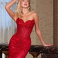Ladivine J888 Long Strapless Fitted Sweetheart Sequin Bodice Gown