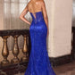 Ladivine J888 Long Strapless Fitted Sweetheart Sequin Bodice Gown