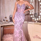 CLEARANCE - Ladivine J889 Hand Placed Applique Shimmering Sequin Fitted Gown (Size 10)