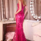 Ladivine J889 Hand Placed Applique Shimmering Sequin Fitted Gown