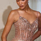 Ladivine J889 Hand Placed Applique Shimmering Sequin Fitted Gown
