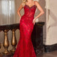 Ladivine J889 Hand Placed Applique Shimmering Sequin Fitted Gown