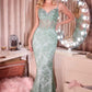Ladivine J889 Hand Placed Applique Shimmering Sequin Fitted Gown