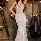 Ladivine J889 Hand Placed Applique Shimmering Sequin Fitted Gown