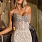 Ladivine J890 Geometric Glitter Motif Sheer Tulle Overlay Sparkling Gown
