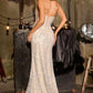 Ladivine J890 Geometric Glitter Motif Sheer Tulle Overlay Sparkling Gown