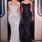 Ladivine J892 Sleek Neckline Sequin Design Corset Bodice Formal Gown