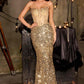 Ladivine J892 Sleek Neckline Sequin Design Corset Bodice Formal Gown