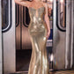 Ladivine J894 Deep Illusion Neckline Shimmering Sequin Mermaid Dress