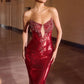 Ladivine J894 Deep Illusion Neckline Shimmering Sequin Mermaid Dress