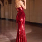 Ladivine J894 Deep Illusion Neckline Shimmering Sequin Mermaid Dress