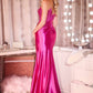 Ladivine J899 Sleek Fitted Gown Strapless Luxe Satin With Leg Slit