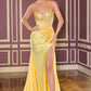 Ladivine J899 Sleek Fitted Gown Strapless Luxe Satin With Leg Slit