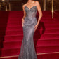 Ladivine J903 Lavish Crystal Encrusted Sheer Corset Bodice Fitted Gown