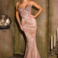 Ladivine J903 Lavish Crystal Encrusted Sheer Corset Bodice Fitted Gown