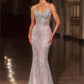 Ladivine J903 Lavish Crystal Encrusted Sheer Corset Bodice Fitted Gown