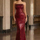 Ladivine J904 Strapless Sequin Fitted Gown Formal Evening Dress